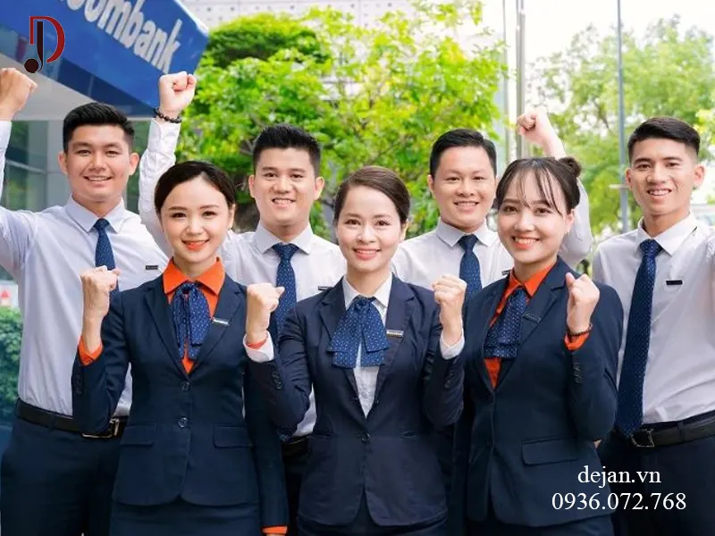 Đặc trưng về thiết kế đồng phục ngân hàng Sacombank.