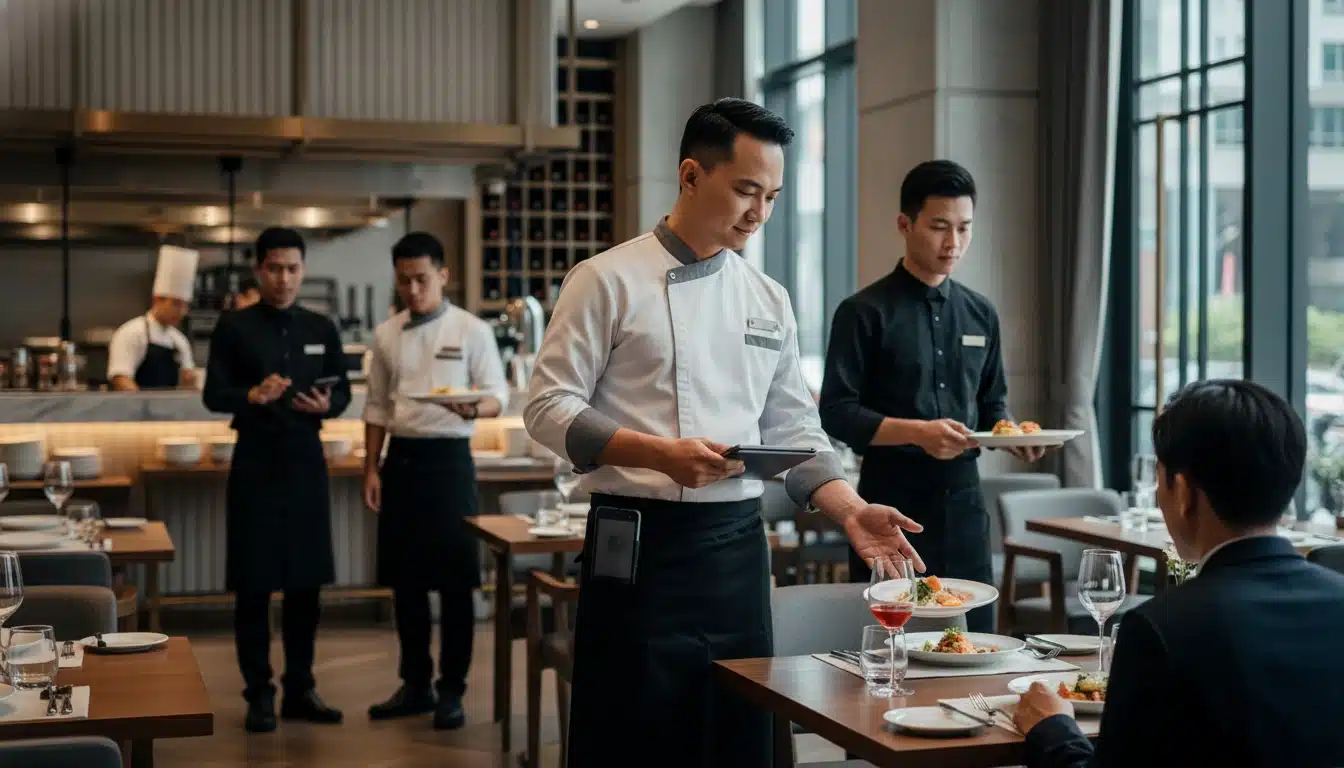 Đồng phục dịch vụ F&B cao cấp – vai trò & tự động hóa vận hành