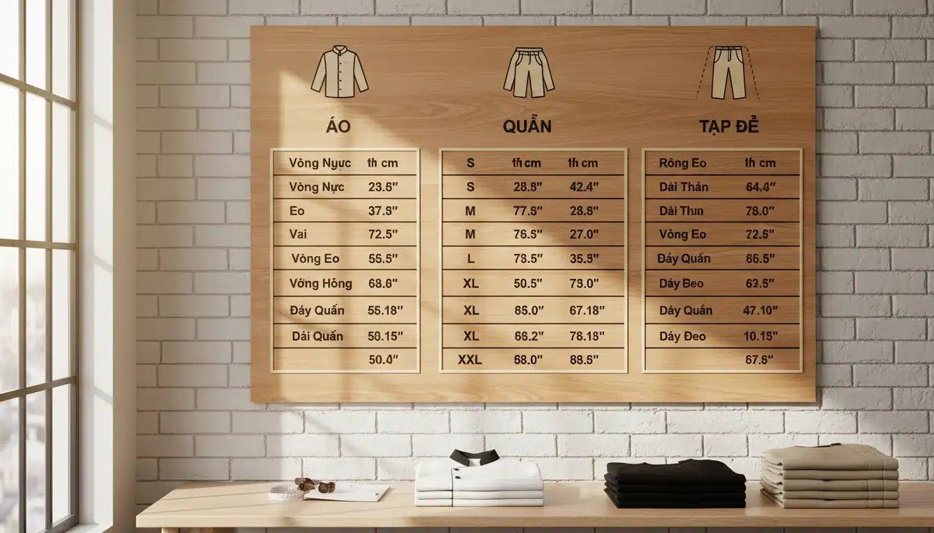 Bảng size đồng phục F&B cho chuỗi + quy trình fitting theo FOHBOH