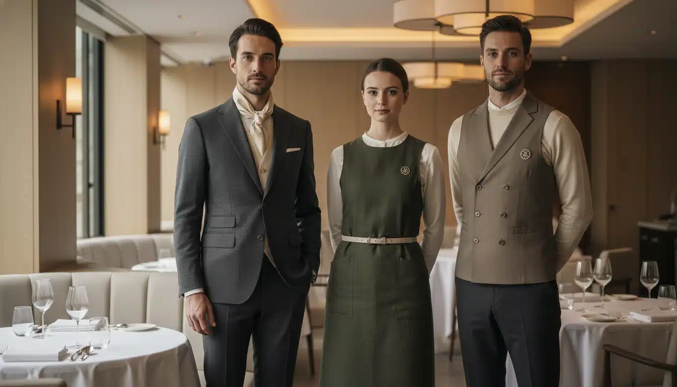 Đồng phục nhân viên phục vụ bàn trong nhà hàng fine dining 2 Đồng phục nhân viên phục vụ bàn trong nhà hàng fine dining