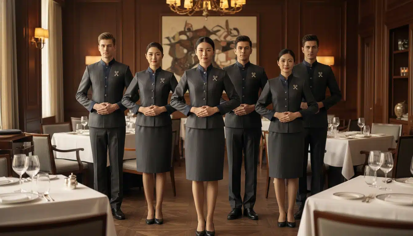 Đồng phục nhân viên phục vụ bàn trong nhà hàng fine dining 3 Đồng phục nhân viên phục vụ bàn trong nhà hàng fine dining
