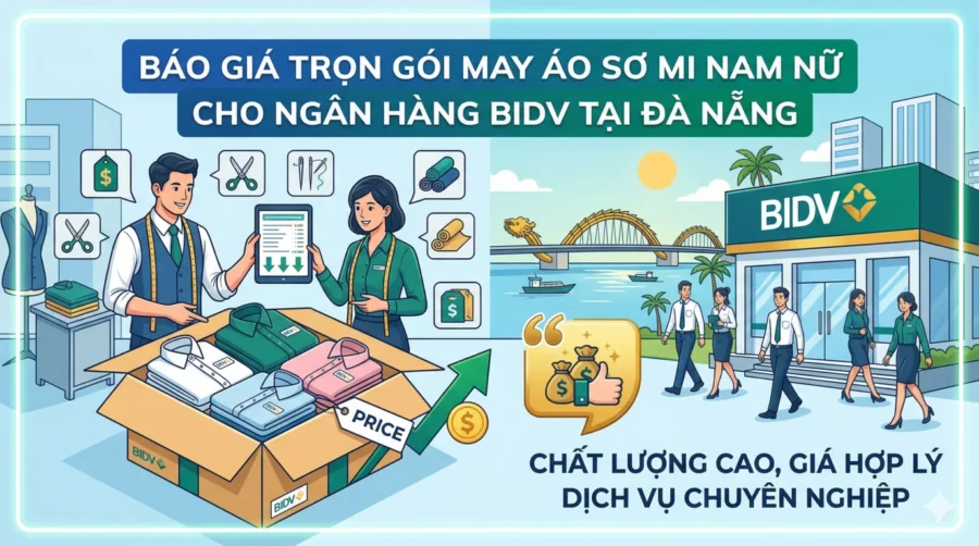 Báo Giá Trọn Gói May Áo Sơ Mi Nam Nữ Cho Ngân Hàng BIDV Tại Đà Nẵng