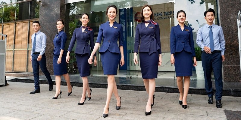 May đồng phục cho ngân hàng hội sở, chi nhánh và phòng giao dịch