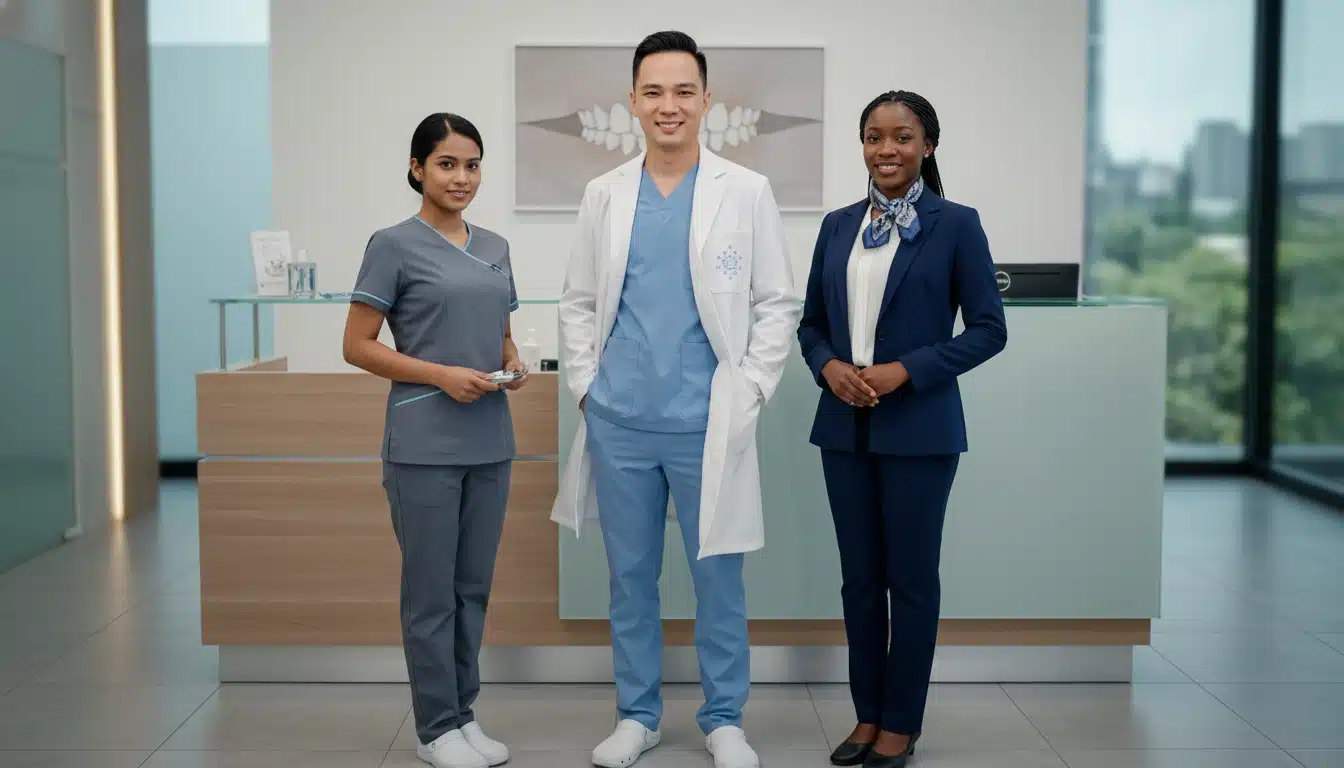 May đồng phục nha khoa cao cấp từ bác sĩ đến lễ tân