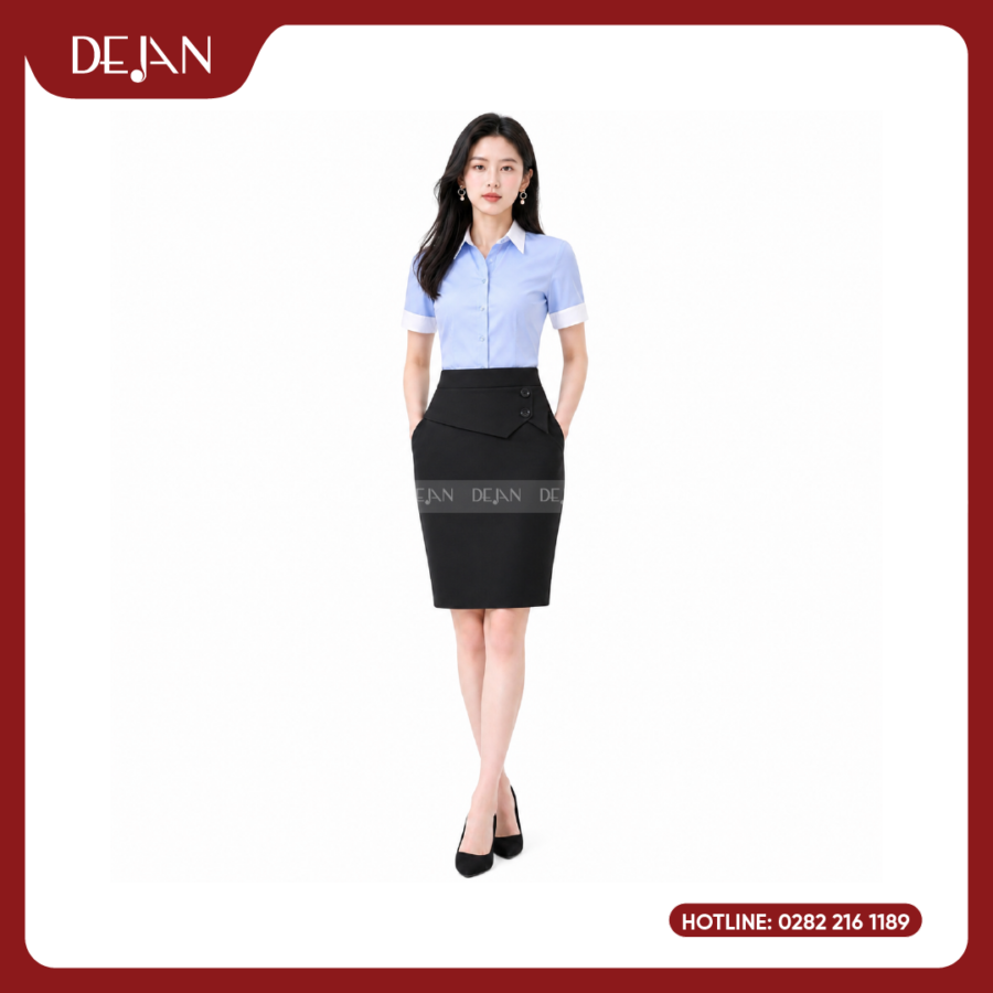 Đồng phục chân váy nữ phù hợp cho môi trường công sở lễ tân