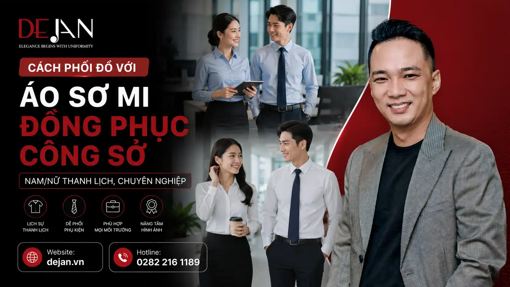 Cách phối đồ với áo sơ mi đồng phục công sở nam nữ thanh lịch, chuyên nghiệp
