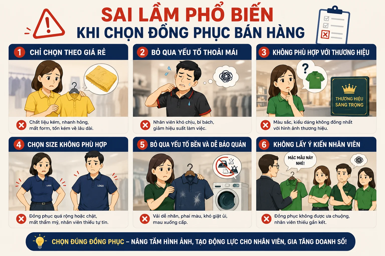 Chọn đồng phục bán hàng phù hợp với môi trường làm việc tại TP.HCM