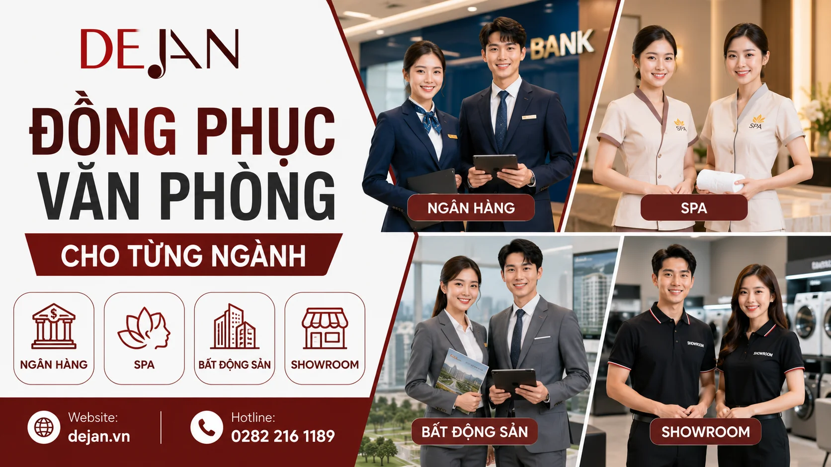 Đồng phục văn phòng cho từng ngành ngân hàng, spa, bất động sản, showroom