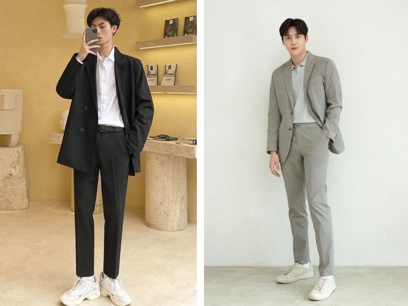 Blazer phối sơ mi tương phản