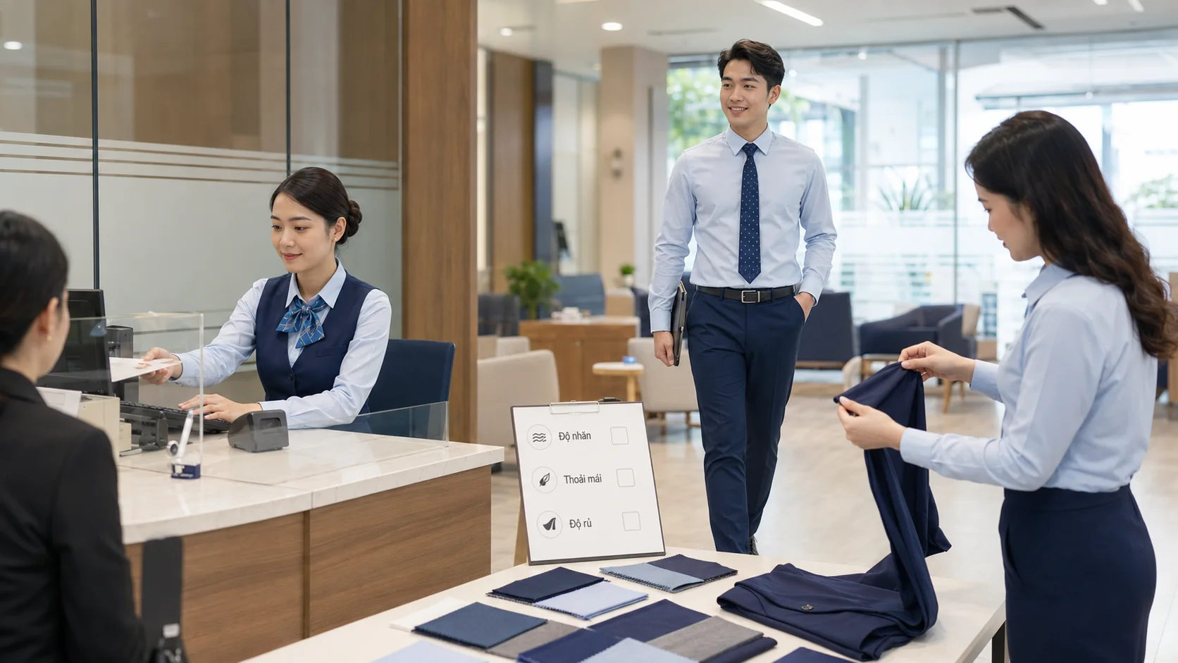 Chất Liệu Vải Đồng Phục Ngân Hàng: Sang Trọng, Thoáng Mát Và Bền Đẹp 3 Chất Liệu Vải Đồng Phục Ngân Hàng