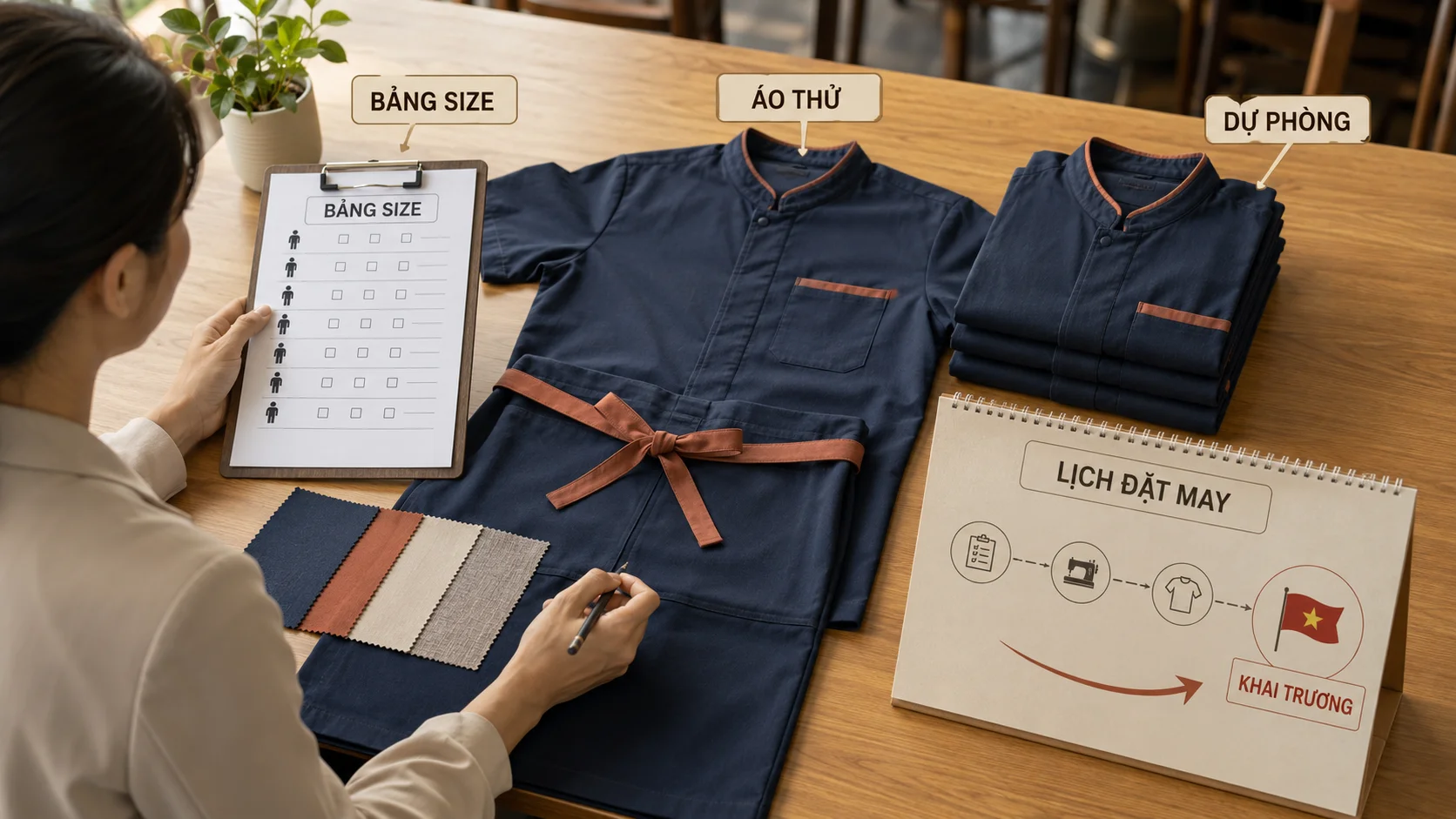 Checklist size số lượng và tiến độ đặt đồng phục nhà hàng