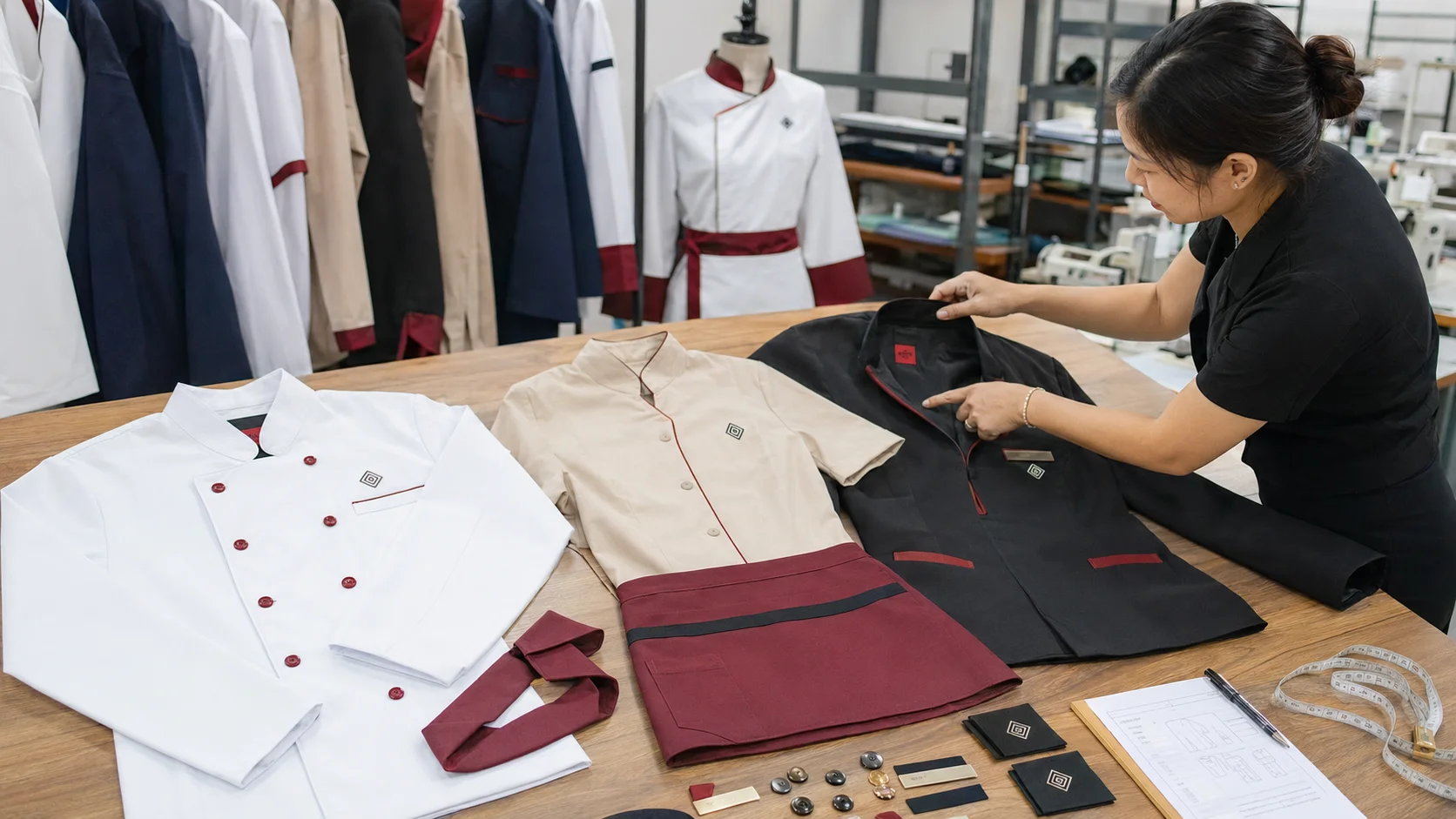 Duyệt mẫu logo và phân cấp đồng phục nhà hàng