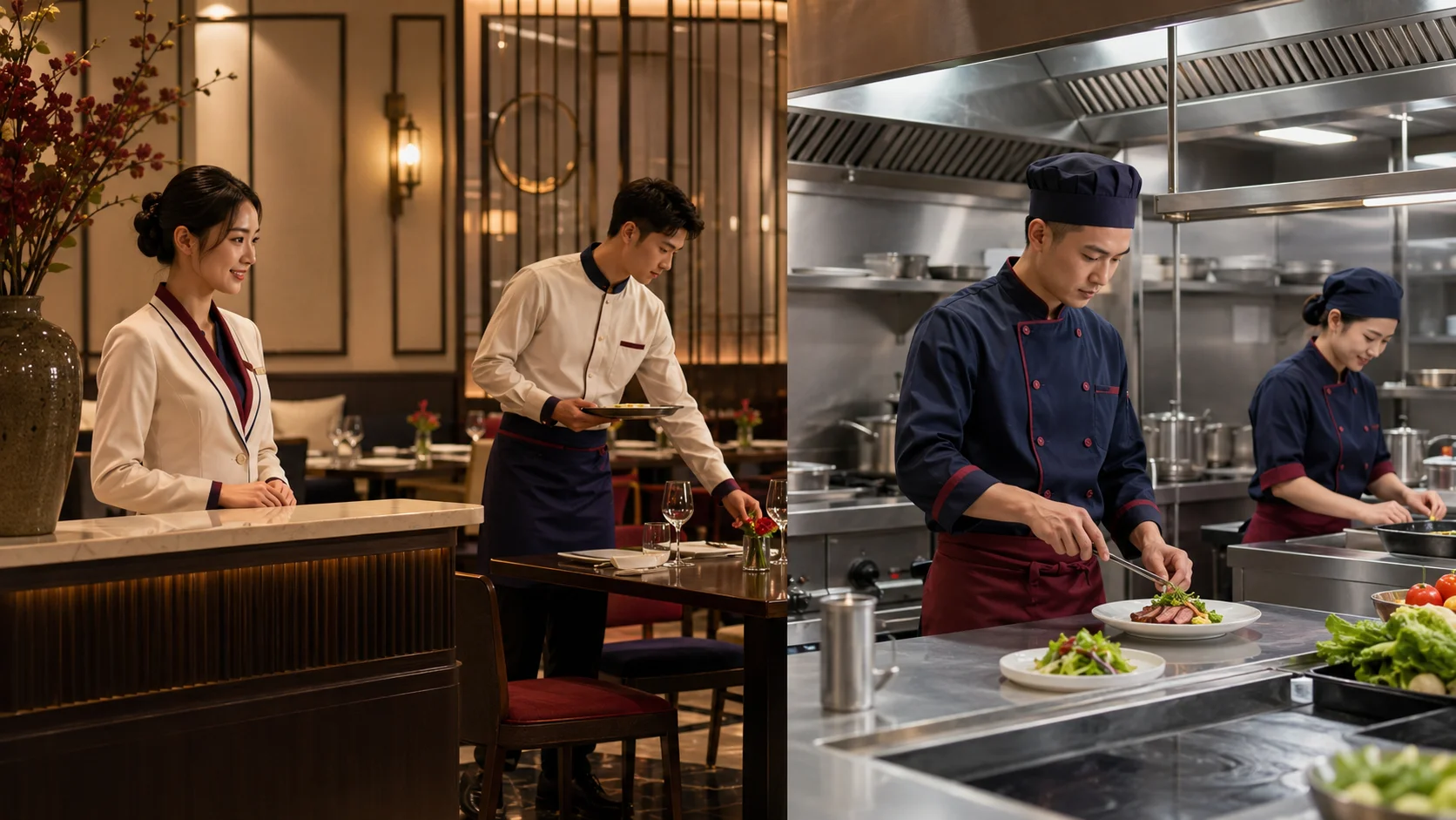 Phân loại đồng phục nhà hàng cho bộ phận FOH và BOH