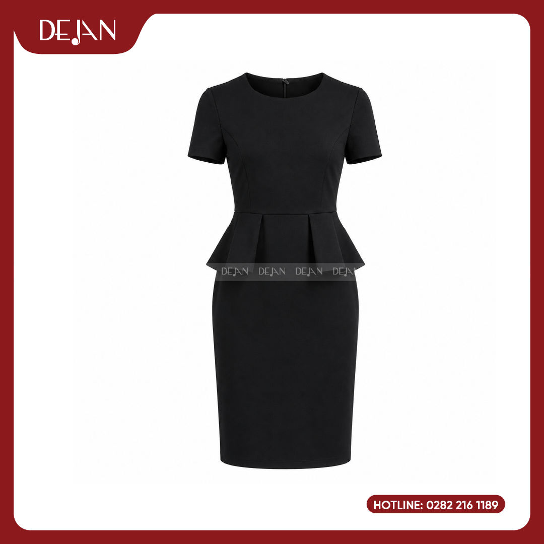DJDN12111-dam-dong-phuc-02 Đầm Đồng Phục DJDN12111 Tông Đen Thanh Lịch, Sang Trọng