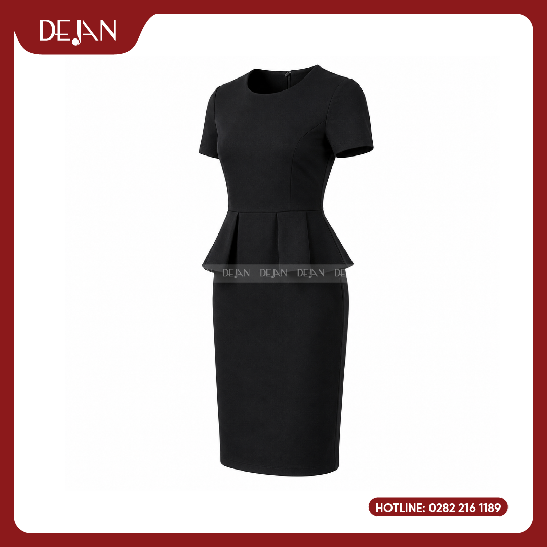 DJDN12111-dam-dong-phuc-05 Đầm Đồng Phục DJDN12111 Tông Đen Thanh Lịch, Sang Trọng