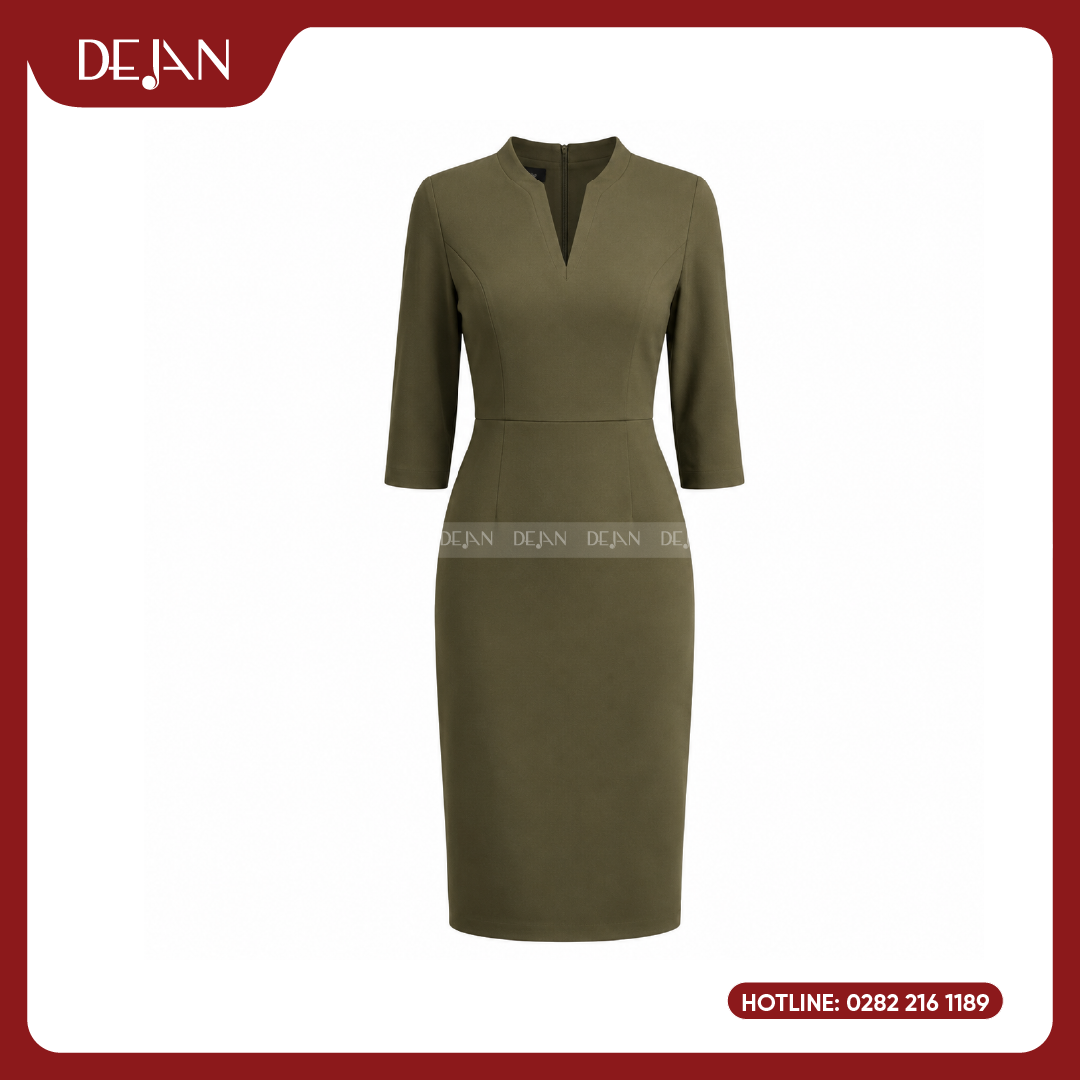 DJDN12113-dam-dong-phuc-02 Đầm Đồng Phục DJDN12113 Tông Vàng Đất (Camel) Ấm Áp