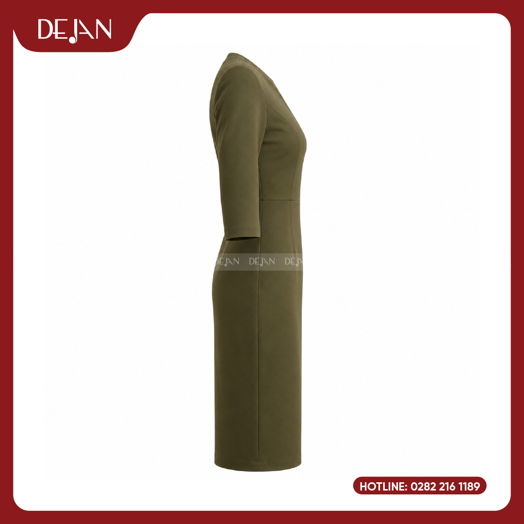 DJDN12113-dam-dong-phuc-04 Đầm Đồng Phục DJDN12113 Tông Vàng Đất (Camel) Ấm Áp