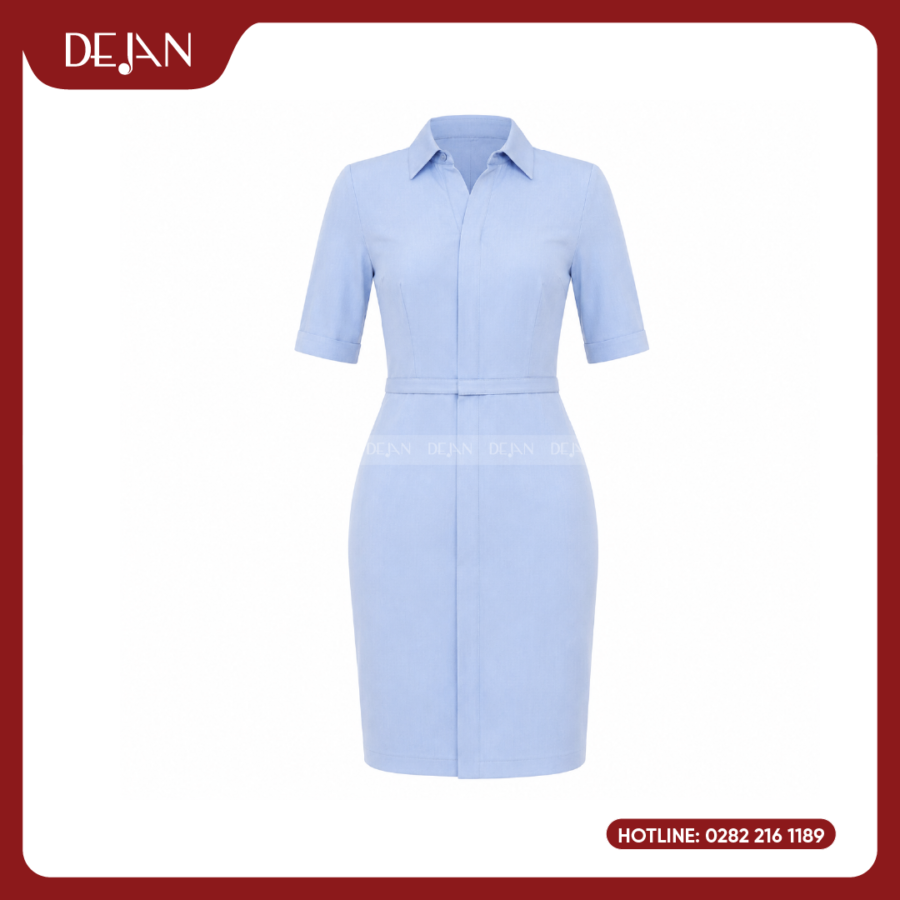 Đầm Đồng Phục DJDN12114 Tông Xanh Dương Nhạt Tươi Mát
