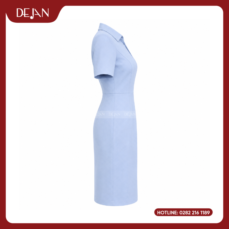 Đầm Đồng Phục DJDN12114 Tông Xanh Dương Nhạt Tươi Mát