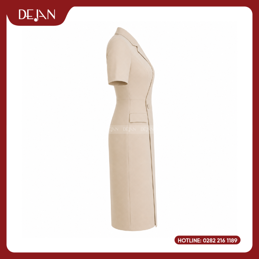 Đầm Đồng Phục DJDN12116 Tông Trắng Ngà Thanh Khiết