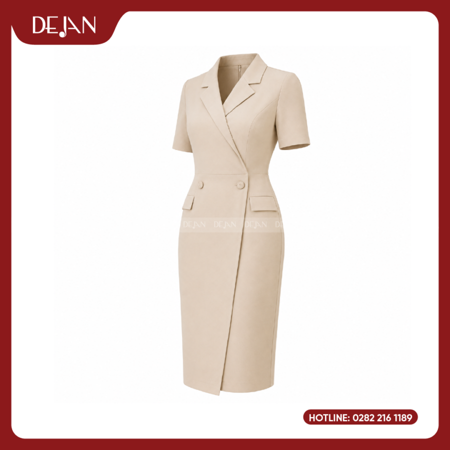 Đầm Đồng Phục DJDN12116 Tông Trắng Ngà Thanh Khiết