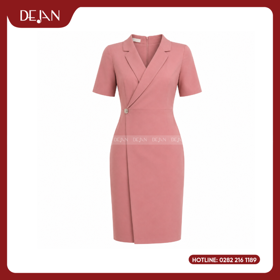 Đầm Đồng Phục DJDN12118 Tông Hồng Nữ Tính, Nổi Bật