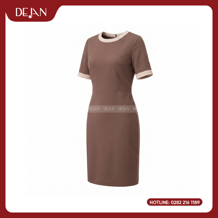 Đầm Đồng Phục DJDN12119 Tông Nâu Ấm Áp, Gần Gũi