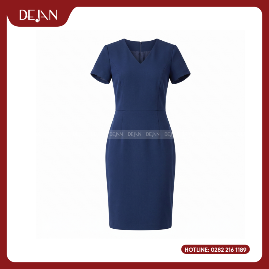 Đầm Đồng Phục DJDN12120 Tông Xanh Navy Chuyên Nghiệp