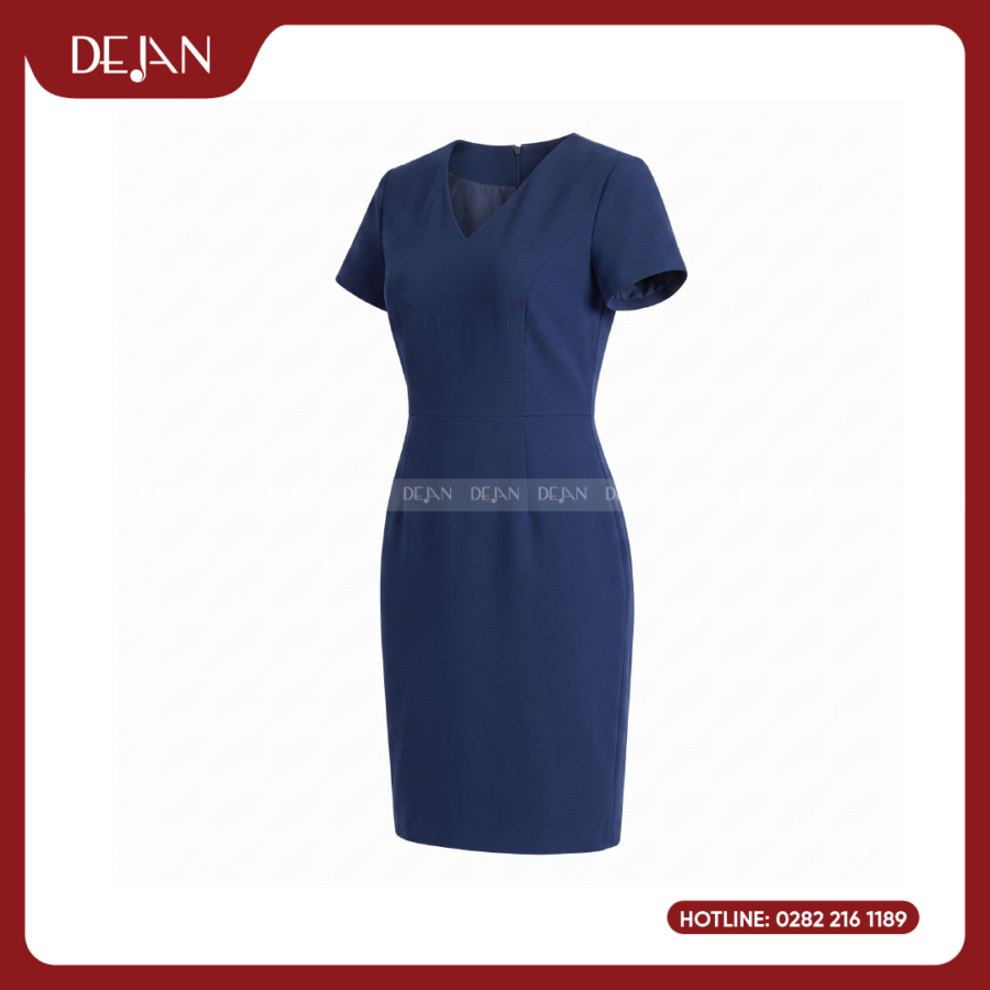 Đầm Đồng Phục DJDN12120 Tông Xanh Navy Chuyên Nghiệp