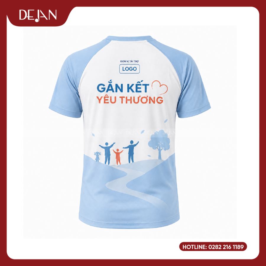 Đồng Phục Áo Thun Sự Kiện DJPL02 Tông Trắng Phối Xanh Dương Nhạt Tươi Sáng