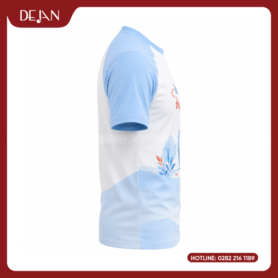 Đồng Phục Áo Thun Sự Kiện DJPL02 Tông Trắng Phối Xanh Dương Nhạt Tươi Sáng