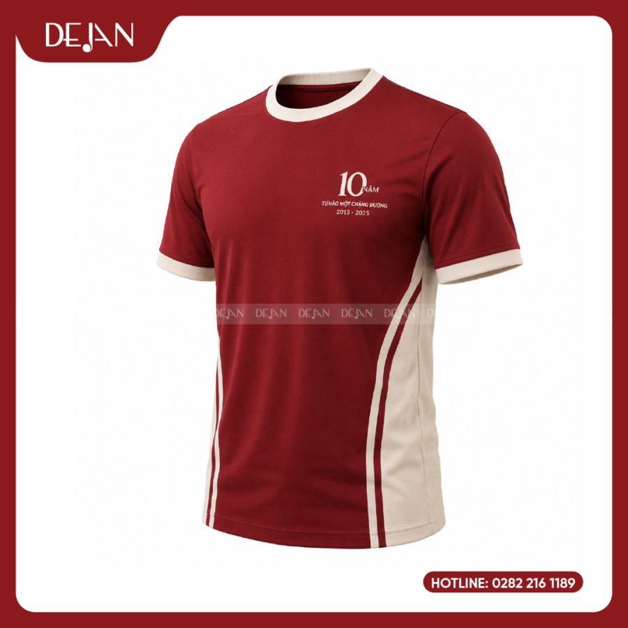 Đồng Phục Áo Thun Sự Kiện DJPL03 Tông Đỏ Đô Sang Trọng