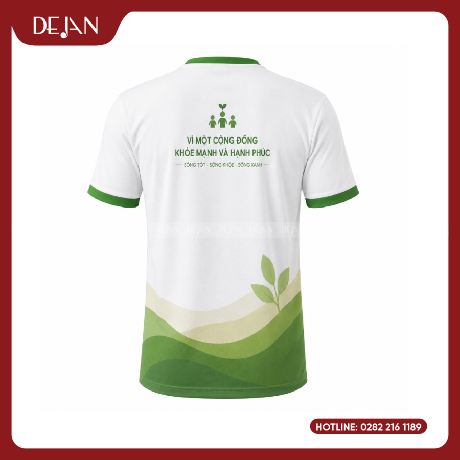 Đồng Phục Áo Thun Sự Kiện DJPL07 Tông Xám Sáng Phối Xanh Lá