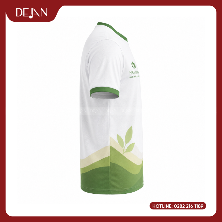 Đồng Phục Áo Thun Sự Kiện DJPL07 Tông Xám Sáng Phối Xanh Lá