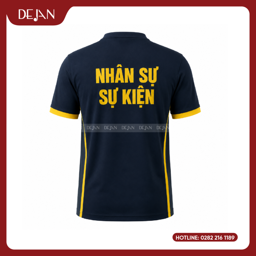 Đồng Phục Áo Thun Sự Kiện DJPL08 Tông Xanh Navy Điểm Nhấn Vàng