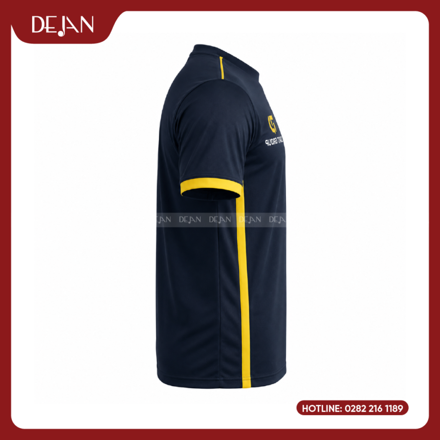 Đồng Phục Áo Thun Sự Kiện DJPL08 Tông Xanh Navy Điểm Nhấn Vàng