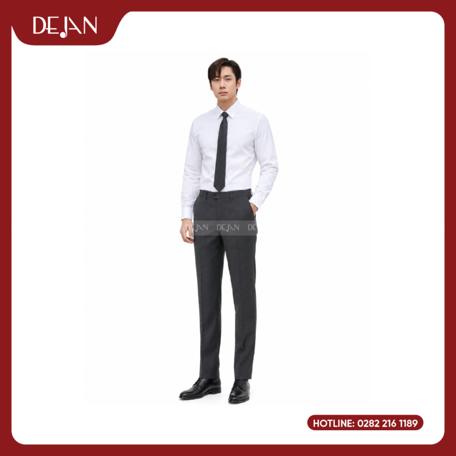 Đồng Phục Quần Tây Nam DJQTNA12010 Xám Đậm Thanh Lịch, Ống Côn Gọn Gàng
