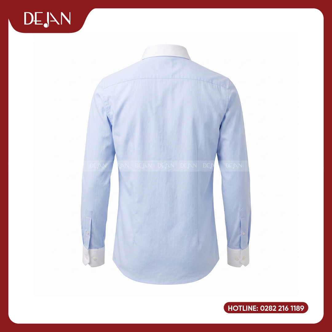 DJSM10109-dong-phuc-ao-so-mi-nam-03 Đồng Phục Sơ Mi Nam DJSM10109 Xanh Nhạt Trẻ Trung, Hiện Đại