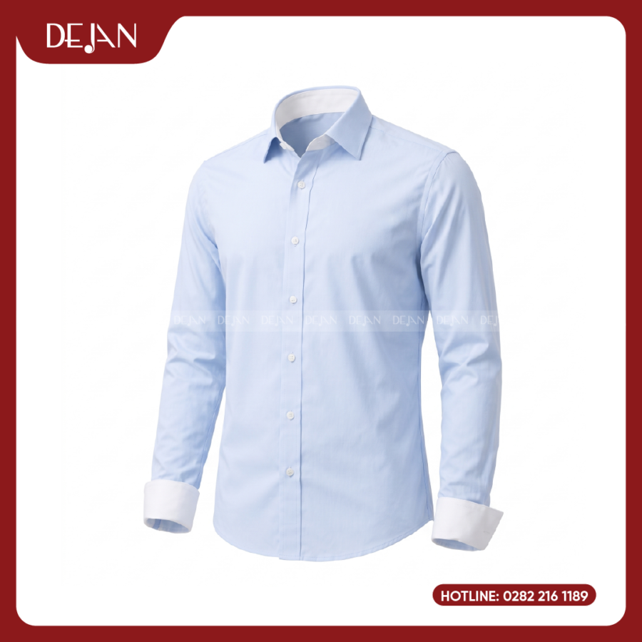 Đồng Phục Sơ Mi Nam DJSM10109 Xanh Nhạt Trẻ Trung, Hiện Đại