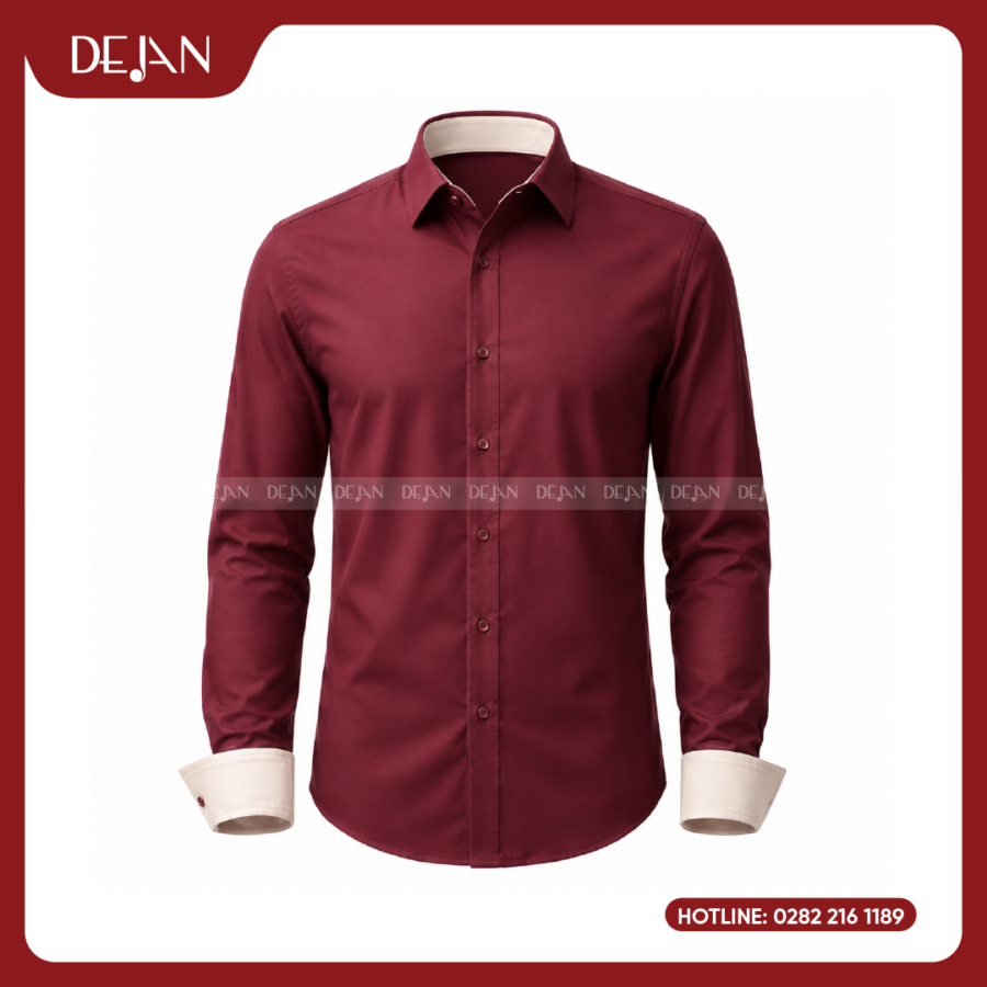 Đồng Phục Sơ Mi Nam DJSM10112 Đỏ Đô Sang Trọng, Cá Tính