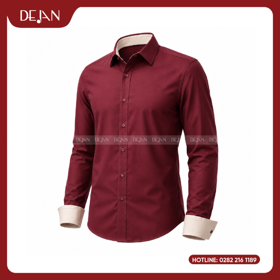 Đồng Phục Sơ Mi Nam DJSM10112 Đỏ Đô Sang Trọng, Cá Tính