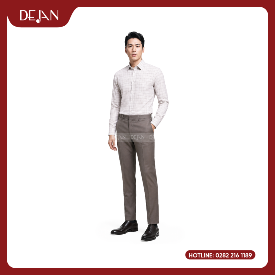 Đồng Phục Sơ Mi Nam DJSM10114 Caro Trắng Xám Tinh Tế, Sang Trọng