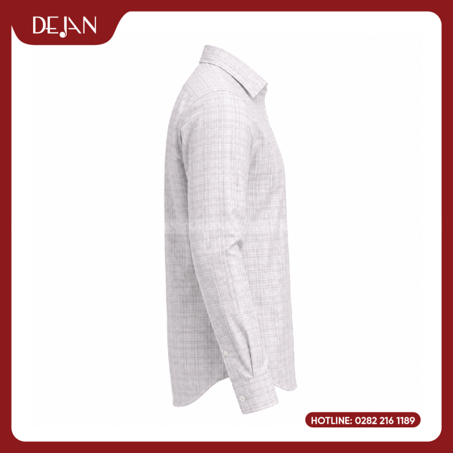 Đồng Phục Sơ Mi Nam DJSM10114 Caro Trắng Xám Tinh Tế, Sang Trọng