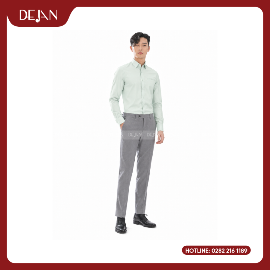 Đồng Phục Sơ Mi Nam DJSM10115 Xanh Bạc Hà Nhạt, Cổ Button-Down Tinh Tế