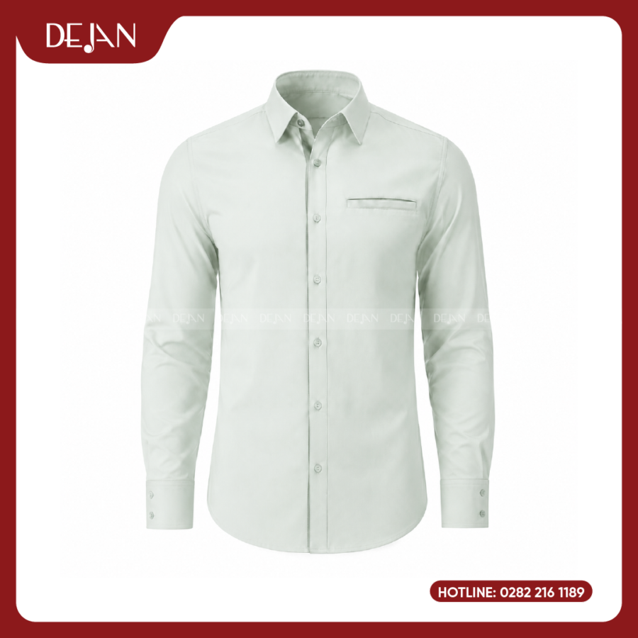 Đồng Phục Sơ Mi Nam DJSM10115 Xanh Bạc Hà Nhạt, Cổ Button-Down Tinh Tế
