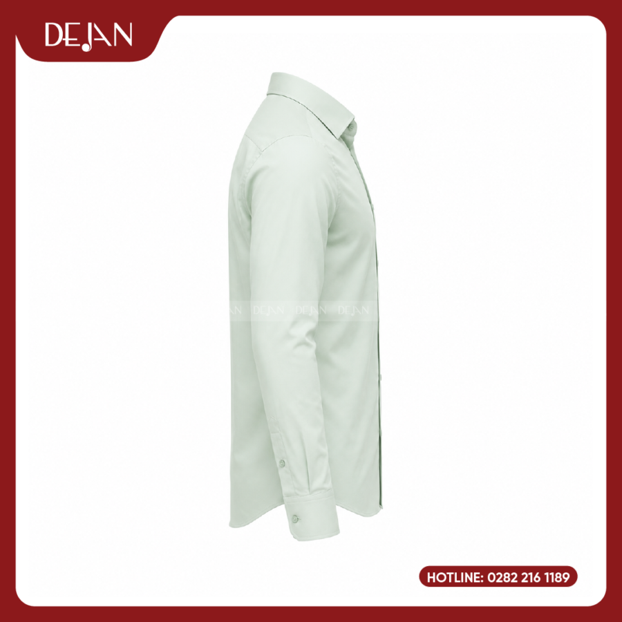 Đồng Phục Sơ Mi Nam DJSM10115 Xanh Bạc Hà Nhạt, Cổ Button-Down Tinh Tế