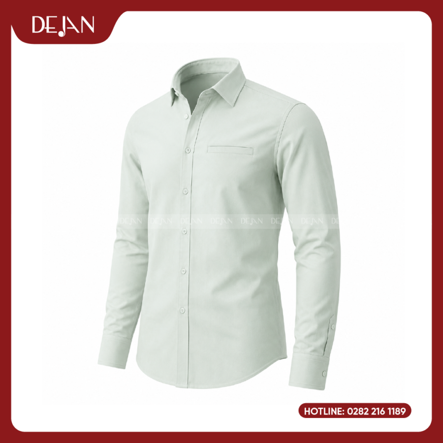 Đồng Phục Sơ Mi Nam DJSM10115 Xanh Bạc Hà Nhạt, Cổ Button-Down Tinh Tế
