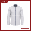 Đồng Phục Sơ Mi Nam DJSM10116 Trắng Xám Phối Nẹp Navy Sang Trọng