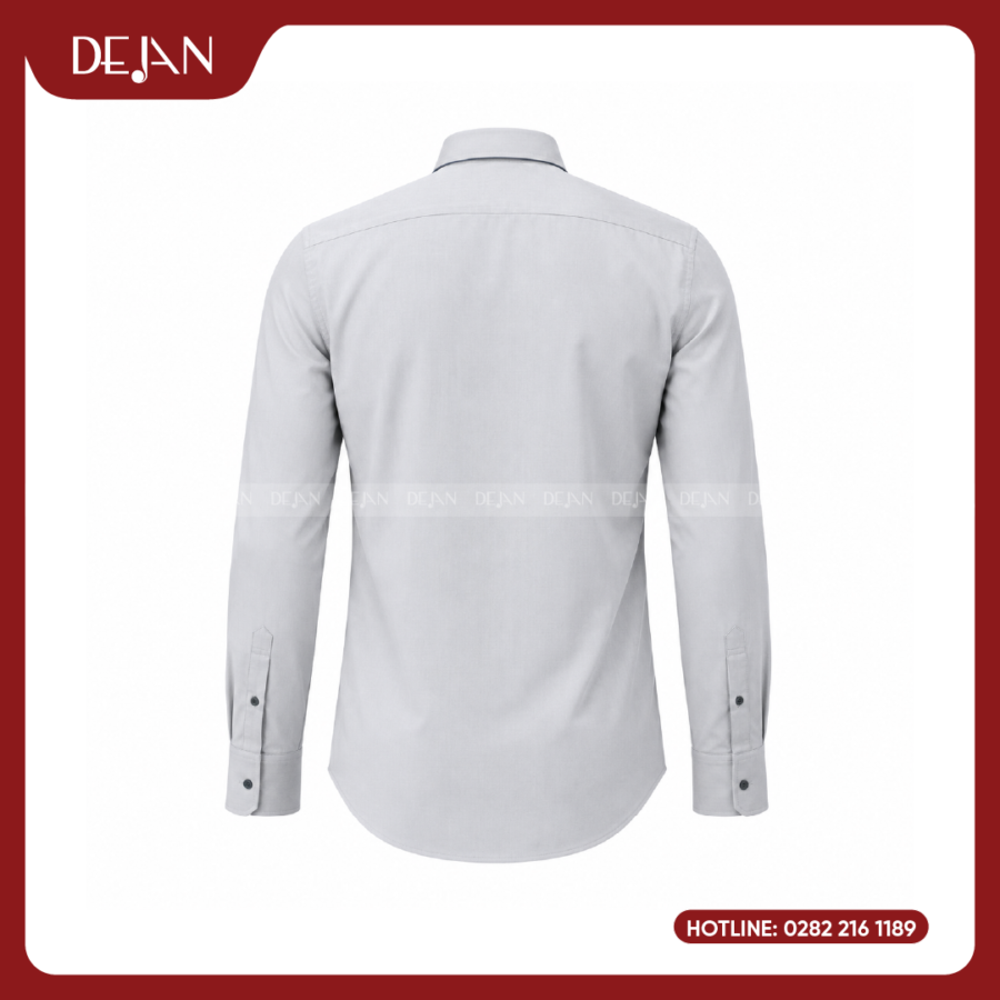 Đồng Phục Sơ Mi Nam DJSM10116 Trắng Xám Phối Nẹp Navy Sang Trọng