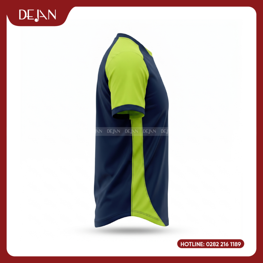 Đồng Phục Áo Thun Teambuilding DJTBD102 Loang Màu Xanh Chanh Phối Navy Nổi Bật